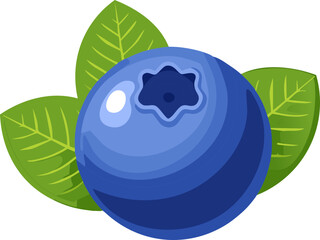 Blueberry Vector &ndash; Fresh Blue Berry with Leaves Illustration