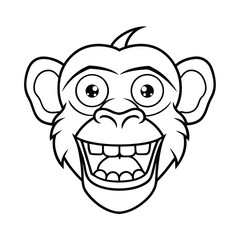 mad monkey head outline with bared teeth and tension lines version two on white background Vector illustration