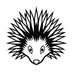 mad porcupine head in radiating quill outlines version two on white background Vector illustration