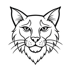 mad wildcat head sketch with scruffy whiskers and fierce eyes version one on white background Vector illustration