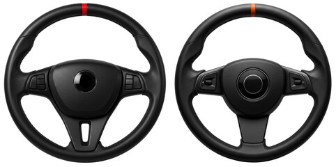 Steering wheels with different designs and color accents  
