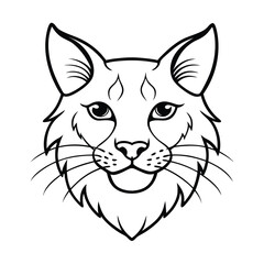 mad wildcat head sketch with scruffy whiskers and fierce eyes version two on white background Vector illustration