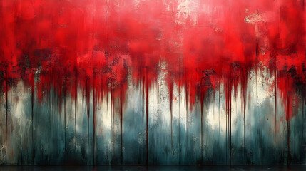 Textured vertical abstract blend of dripping red over pale teal on a dark base, suggestive of organic, visceral elements