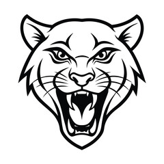 roaring cougar head outline in wild mascot style version one on white background Vector illustration