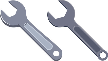 Wrenches with Clean Lines and Simplified Industrial Form on a White Background