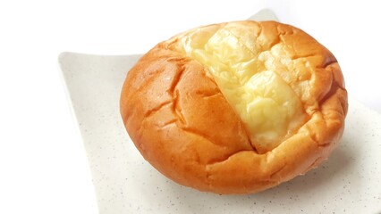 Close up of double cheese bread on plate