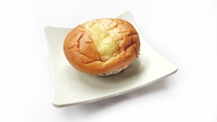 Close up of double cheese bread on plate