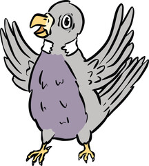 Cartoon pigeon bird vector illustration that is trying to speak