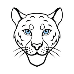 savage snow leopard head in cold stare and fur sketch version two on white background Vector illustration