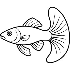 Guppy line art vector