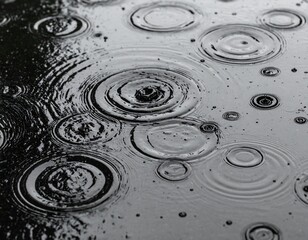 Rain Splash and Ripple Texture Overlay on Wet Surface