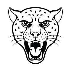 snarling jaguar head with spot outlines and fang version two on white background Vector illustration
