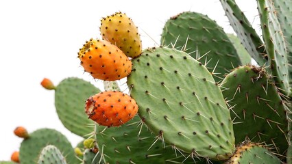 Prickly pear isolated on white background. AI GENERATED.