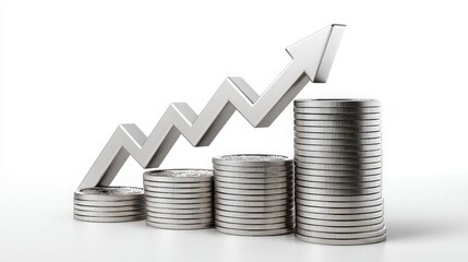 Coin Stacks with Upward Arrow