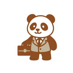 Cartoon Panda Businessman with Briefcase