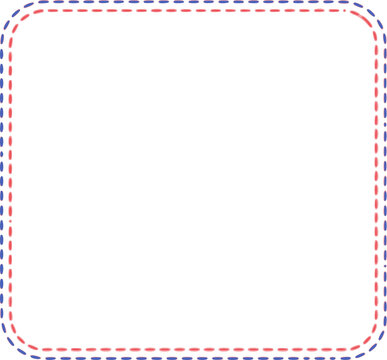 This image shows a white rectangular box with rounded corners and a dashed border in blue and red. It resembles an empty frame or container, likely used as a design template or UI element.

