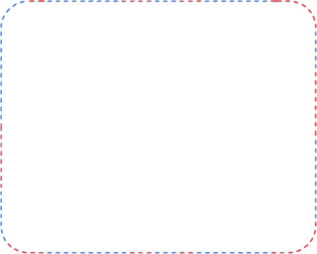This image shows a white rectangular box with rounded corners and a dashed border in blue and red. It resembles an empty frame or container, likely used as a design template or UI element.

