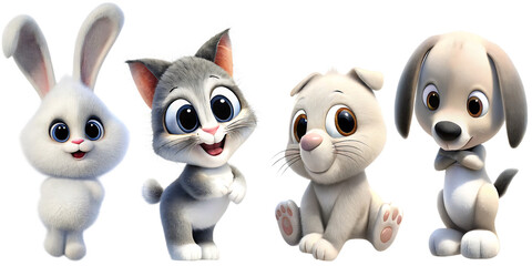 Obraz premium ute 3d animals isolated on white background PNG ,ai generated