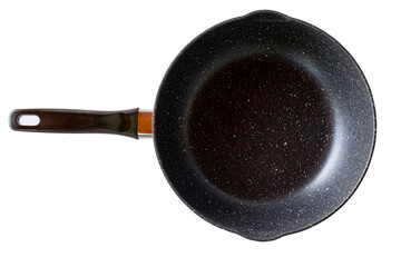 Red frying pan with a non stick teflon coating isolated on transparent background. Ideal for...