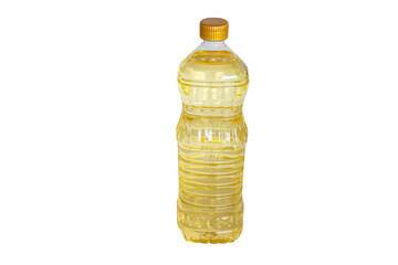 Oil, Vegetable oil, olibe oil, Clear plastic bottle filled with golden cooking oil isolated on transparent. Perfect for advertising food products, packaging, branding, and kitchen related designs