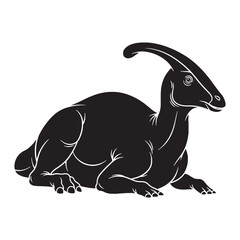 Icon of dinosaur identity – Parasaurolophus silhouette paired with minimal Parasaurolophus vector – Parasaurolophus illustration

