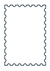 Blank Postage Stamp Template: A clean, simple template of a blank postage stamp, perfect for adding your own designs and text. The classic perforated edges are clearly visible. 