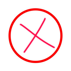 Obraz premium Incorrect sign icon: a bold red circle with an X drawn in the center, serving as a symbol of rejection and denial. A strong graphic element, the image conveys a clear message of negation.