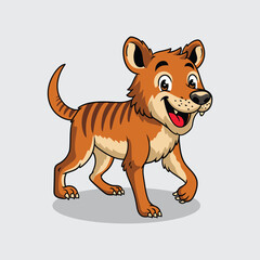 Cute Tasmanian Tiger extinct animal Character Mascot in Vector Cartoon Illustration
