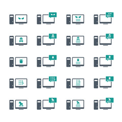 Malware desktop icon set. Hacking concept.
