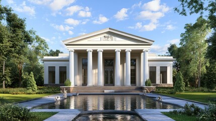 Obraz premium Neoclassical Mansion: Architectural Design Rendering