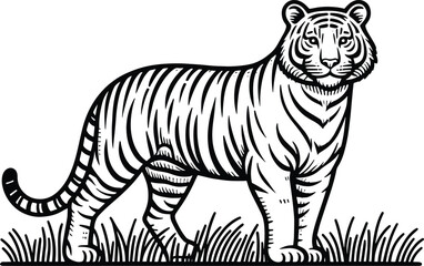 Majestic tiger silhouette vector illustration isolated on a white background
