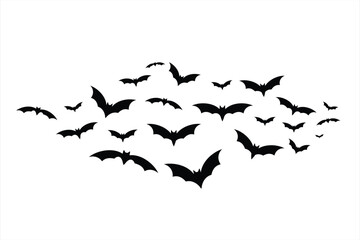 Flying Bats Vector Illustration. Silhouette vector of flying bats on white background.