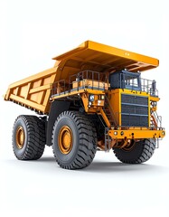 Obraz premium Large Orange Mining Dump Truck on White Background