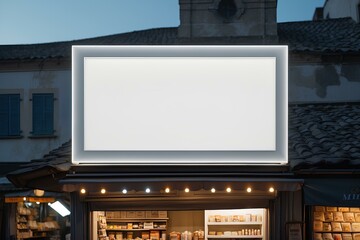 Blank city billboards at night with empty frames and screens for advertising display