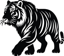 Aggressive Tiger silhouette vector illustration isolated on a white background
