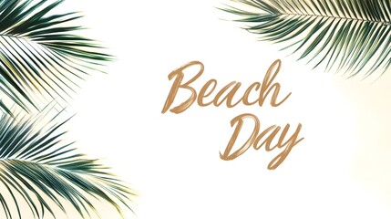 Naklejka premium Relaxing Tropical Beach Day with Palm Leaves and Warm Sunshine