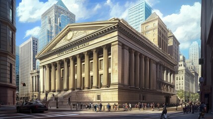 Fototapeta premium Grand Bank Building in the City