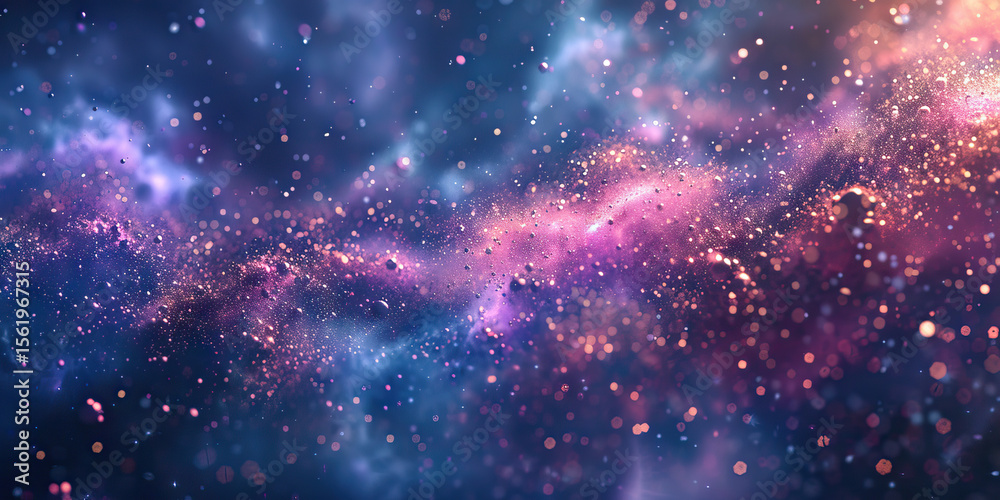 Wall mural abstract nebula with luminescent particles