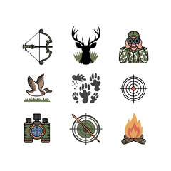 vector illustration of a set of hunting icons