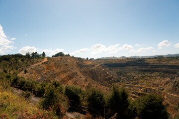 Landscape View of Martha Mine Historic Mining Site, New Zealand