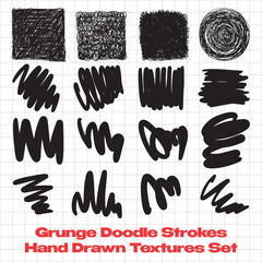 Grunge Doodle Brush Strokes — Hand Drawn Textures Set. Expressive doodle strokes and textured sketch marks. Ideal for backgrounds, grunge compositions, posters, and experimental art projects.