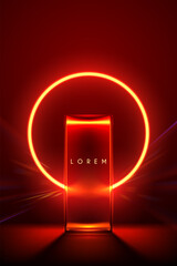 Glass shape with red light ring