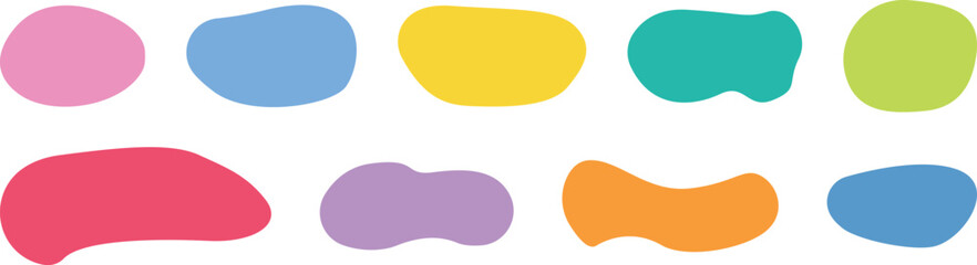 Hand drawn organic rectangle frames. Liquid shape form set. Round organic blob curve bubble abstract shape frame. Doodle abstract liquid blob