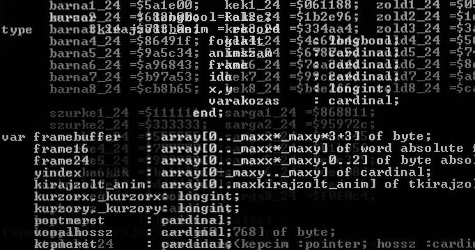 Computer code running on screen