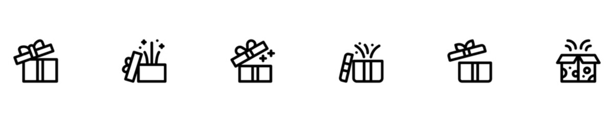Gift box icon set. Gift box for the holiday. Abstract Gift Boxes Collection Set logo Vector Design Icons Symbol Illustration. Vector Illustration. Vector Graphic. EPS 10 