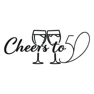 Elegant Handwritten Cheers to 50 Typography Design for Celebration glasses