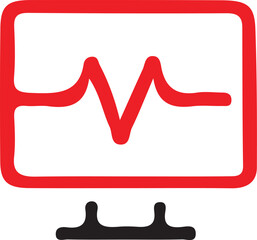 A red waveform displayed inside a red square on a white background