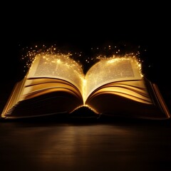 Open book with golden light