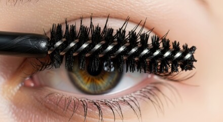 Obraz premium Macro shot of a mascara wand coating eyelashes