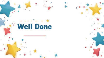 Colorful Celebration Theme with Stars and Well Done Text Display